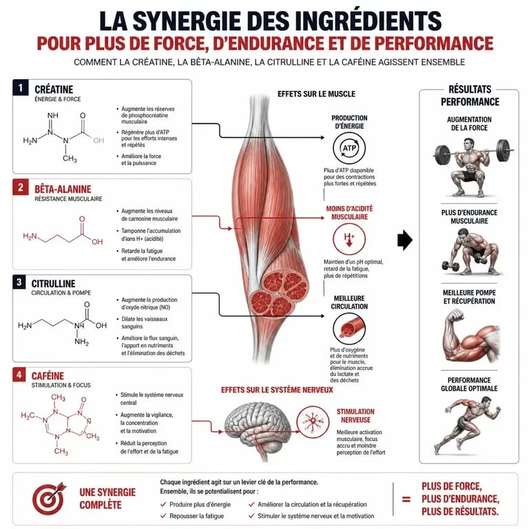 Effets des ingrédients d'un booster de musculation sur la performance