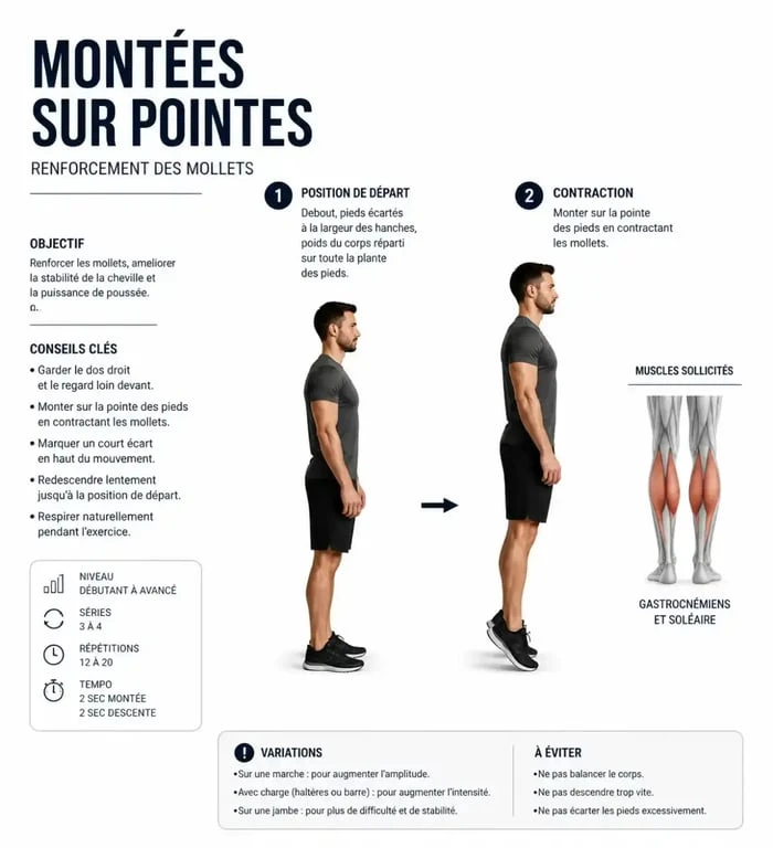 Exercice de renforcement des mollets pour prévenir la périostite tibiale
