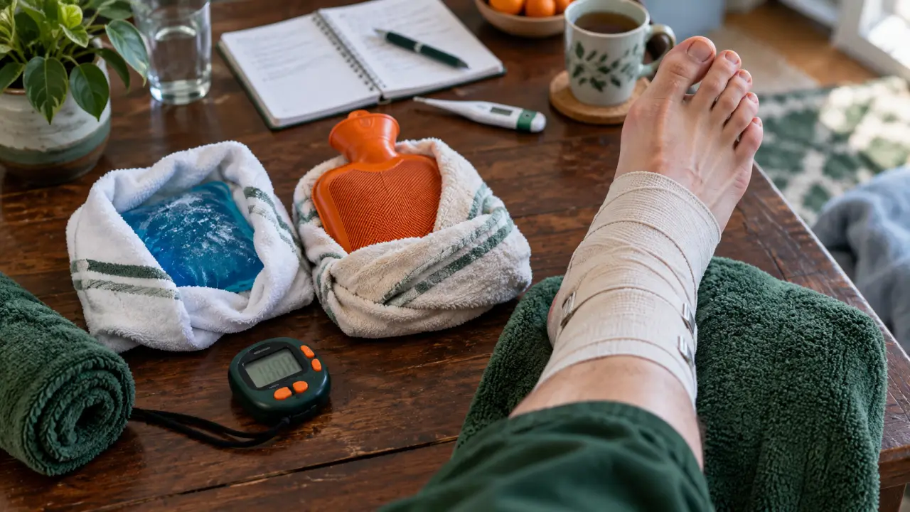 Alternance chaud-froid inflammation pour cheville après entorse : compresse froide et chaleur tiède