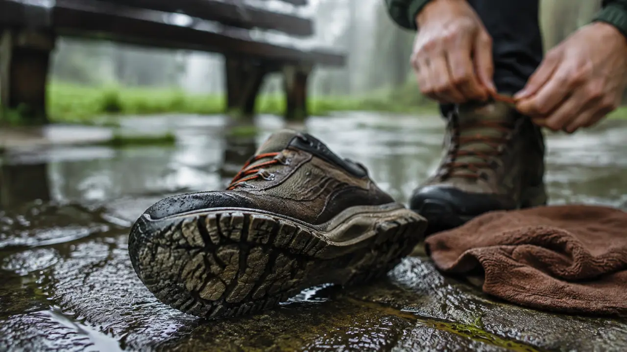 Chaussure pour marcher : semelle adhérente et confort sur sol mouillé