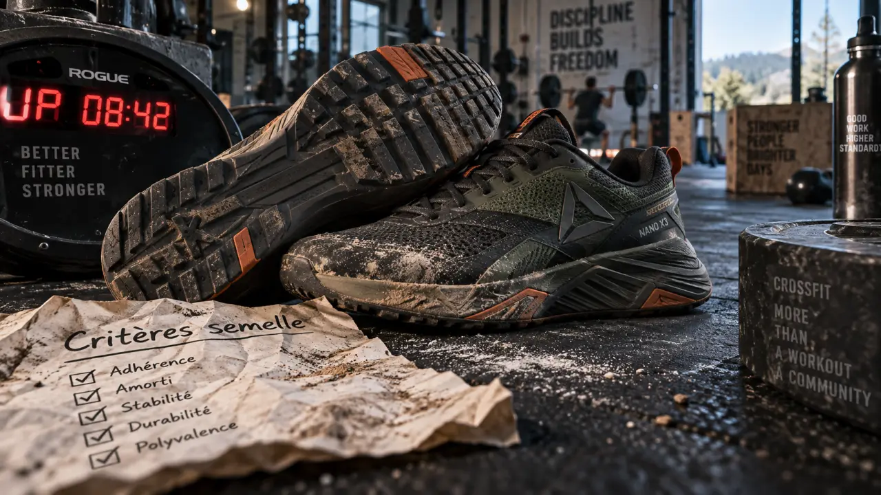 Chaussures crossfit avec semelles stables et rainures pour adhérence