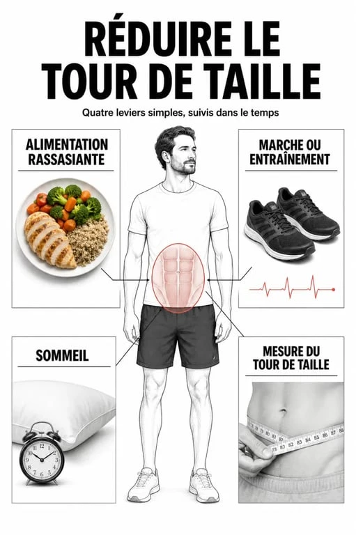 ventre homme perdre : infographie des leviers efficaces pour réduire la graisse abdominale