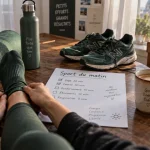 Sport le matin : réveil progressif, tapis de yoga et gourde près de la fenêtre