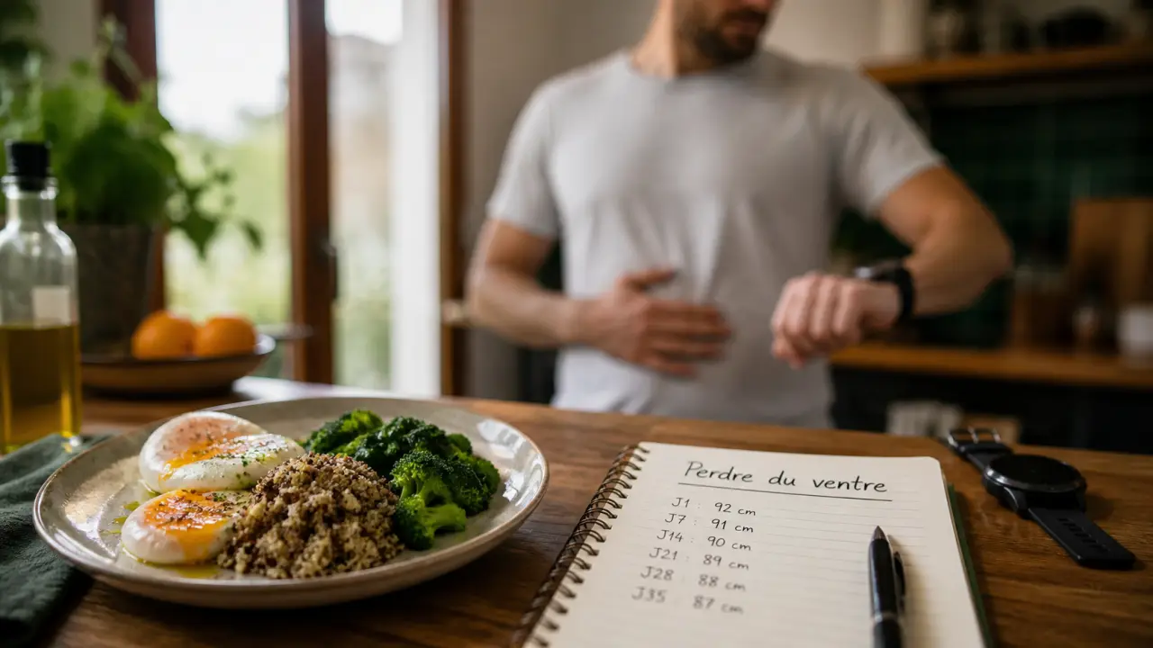 Ventre homme perdre : mesures tour de taille et repas équilibré
