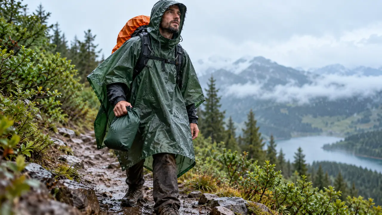 Poncho randonnée : protège le sac à dos sous la pluie